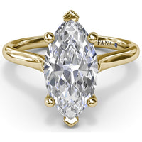 Marquise Cut Diamond Engagement Ring Setting with Split Prongs and Hidden Halo by Fana - 0.08 Carat Total Diamond Weight