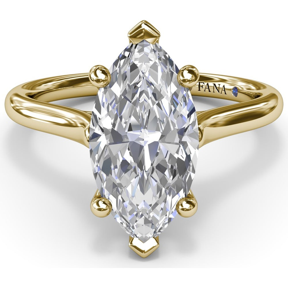 Marquise Cut Diamond Engagement Ring Setting with Split Prongs and Hidden Halo by Fana - 0.08 Carat Total Diamond Weight