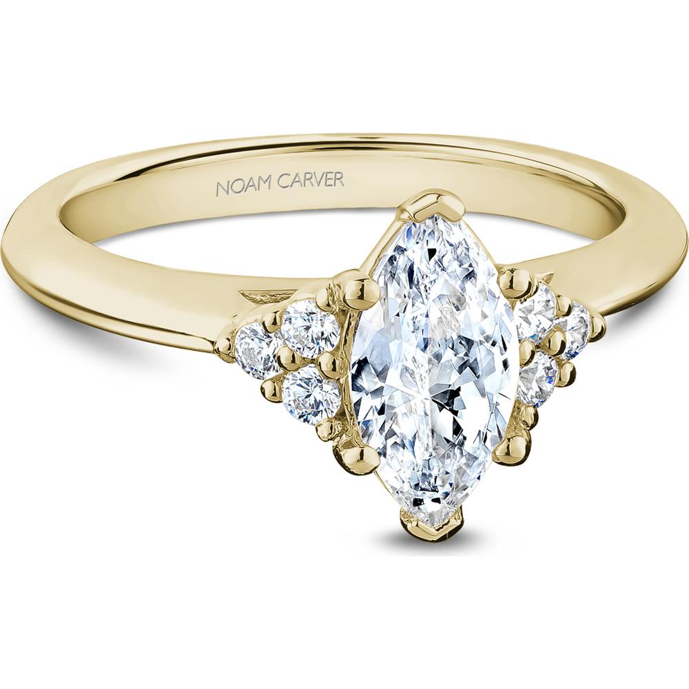 Marquise Cut Diamond Engagement Ring with Cluster Side Stones in Yellow Gold by Noam Carver<em> - Choose Your Center Diamond: 1 to 5 Carats, Sustainable Lab-Grown or Natural Earth-Mined</em>