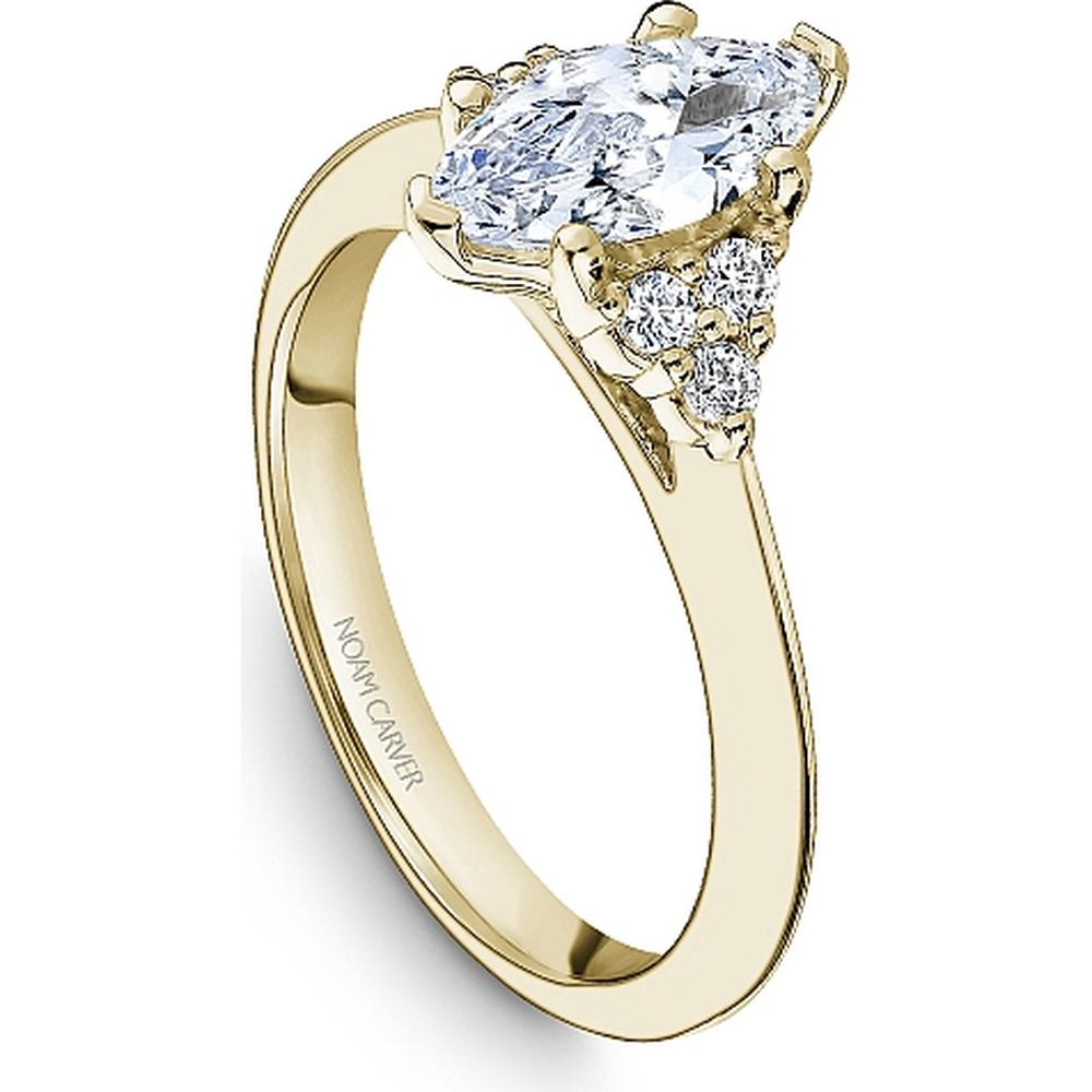 Marquise Cut Diamond Engagement Ring with Cluster Side Stones in Yellow Gold by Noam Carver<em> - Choose Your Center Diamond: 1 to 5 Carats, Sustainable Lab-Grown or Natural Earth-Mined</em>