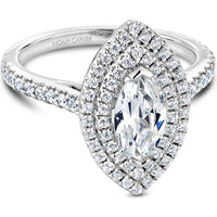 Marquise Cut Diamond Engagement Ring with Halo and Pavé Band in White Gold by Noam Carver<em> - Choose Your Center Diamond: 1 to 5 Carats, Sustainable Lab-Grown or Natural Earth-Mined</em>