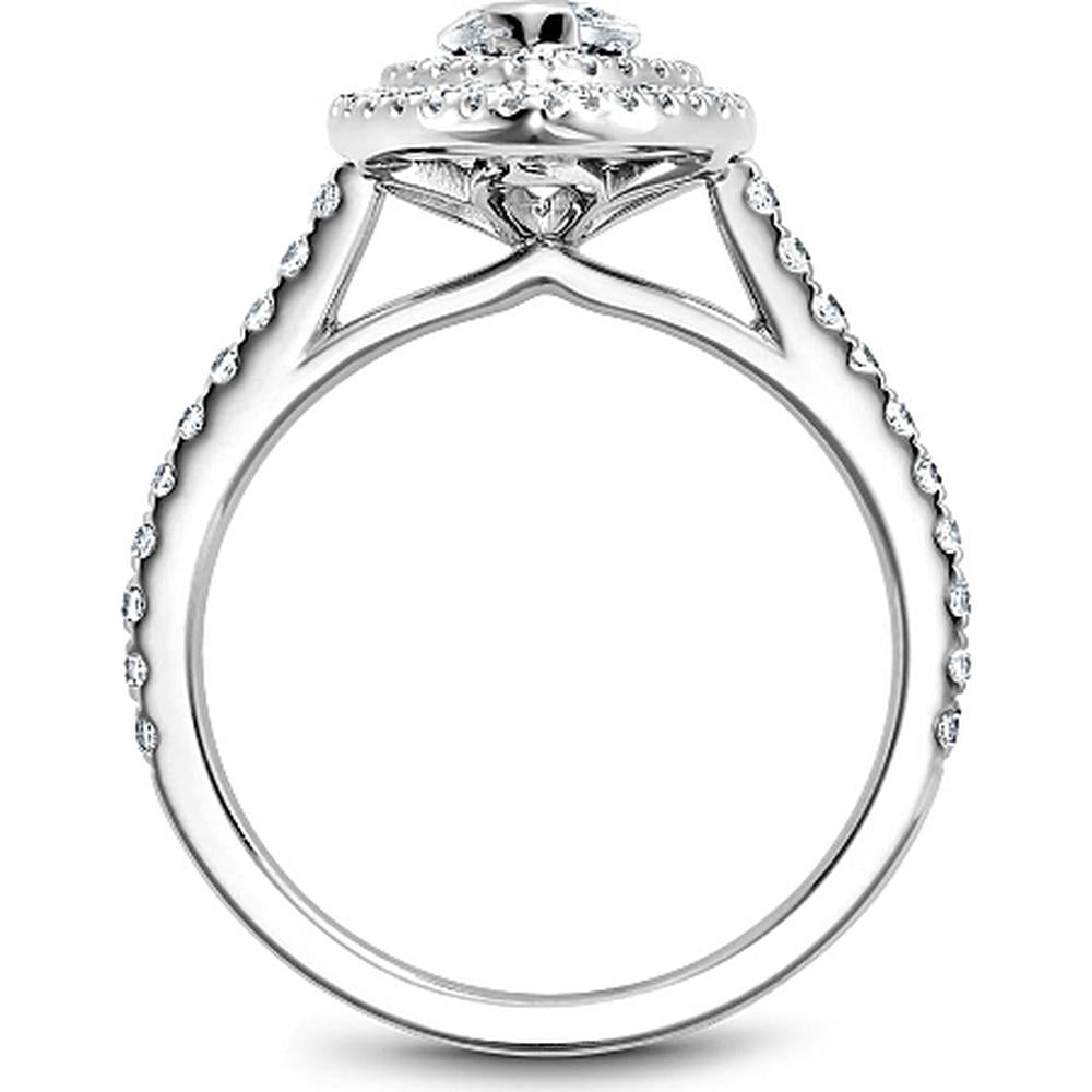 Marquise Cut Diamond Engagement Ring with Halo and Pavé Band in White Gold by Noam Carver<em> - Choose Your Center Diamond: 1 to 5 Carats, Sustainable Lab-Grown or Natural Earth-Mined</em>