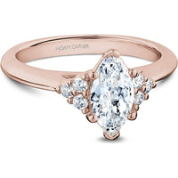 Marquise Cut Diamond Engagement Ring with Rose Gold Band and Round Diamond Accents by Noam Carver<em> - Choose Your Center Diamond: 1 to 5 Carats, Sustainable Lab-Grown or Natural Earth-Mined</em>