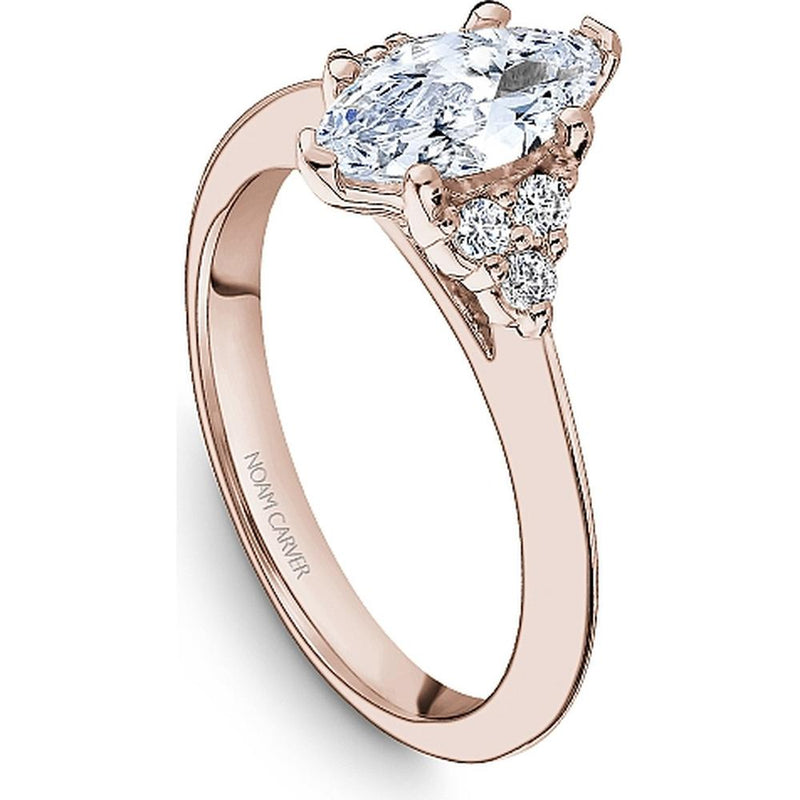 Marquise Cut Diamond Engagement Ring with Rose Gold Band and Round Diamond Accents by Noam Carver<em> - Choose Your Center Diamond: 1 to 5 Carats, Sustainable Lab-Grown or Natural Earth-Mined</em>