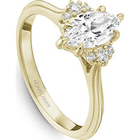 Marquise Cut Diamond Engagement Ring with Round Diamond Accents in Yellow Gold by Noam Carver<em> - Choose Your Center Diamond: 1 to 5 Carats, Sustainable Lab-Grown or Natural Earth-Mined</em>
