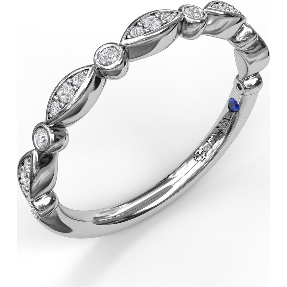 Marquise Diamond Band with Alternating Bezel Set Round Diamonds by Fana - 0.12 Carat Total Diamond Weight