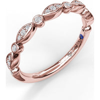 Marquise Diamond Band with Alternating Bezel Set Round Diamonds by Fana - 0.12 Carat Total Diamond Weight