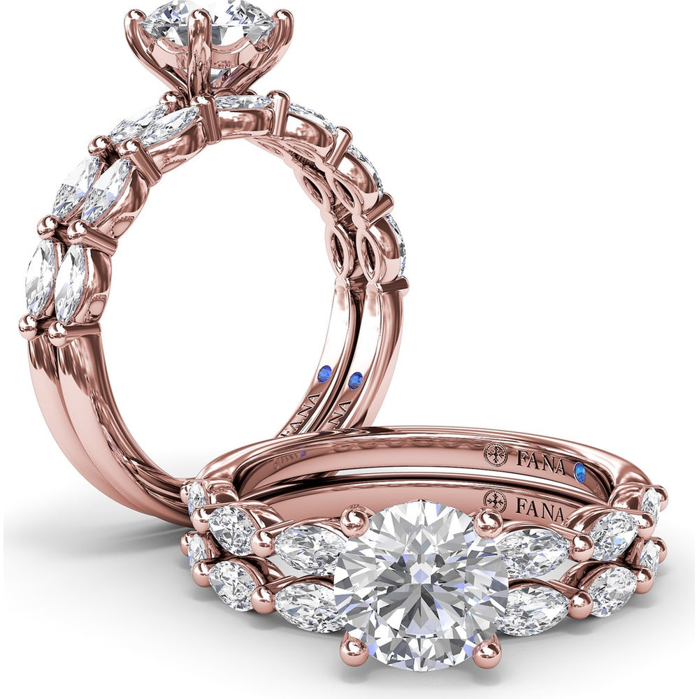 Marquise Diamond Wedding Band with Shared Prongs by Fana - 0.73 Carat Total Diamond Weight