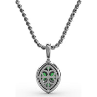 Marquise Emerald and Diamond Halo Pendant by Fana - 0.89 Carat Total Gemstone Weight