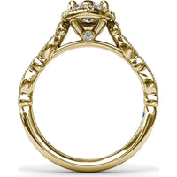 Marquise Engagement Ring Setting with Detailed Milgrain and Pavé Band - 0.29 Carat Total Side Stone Weight by Fana