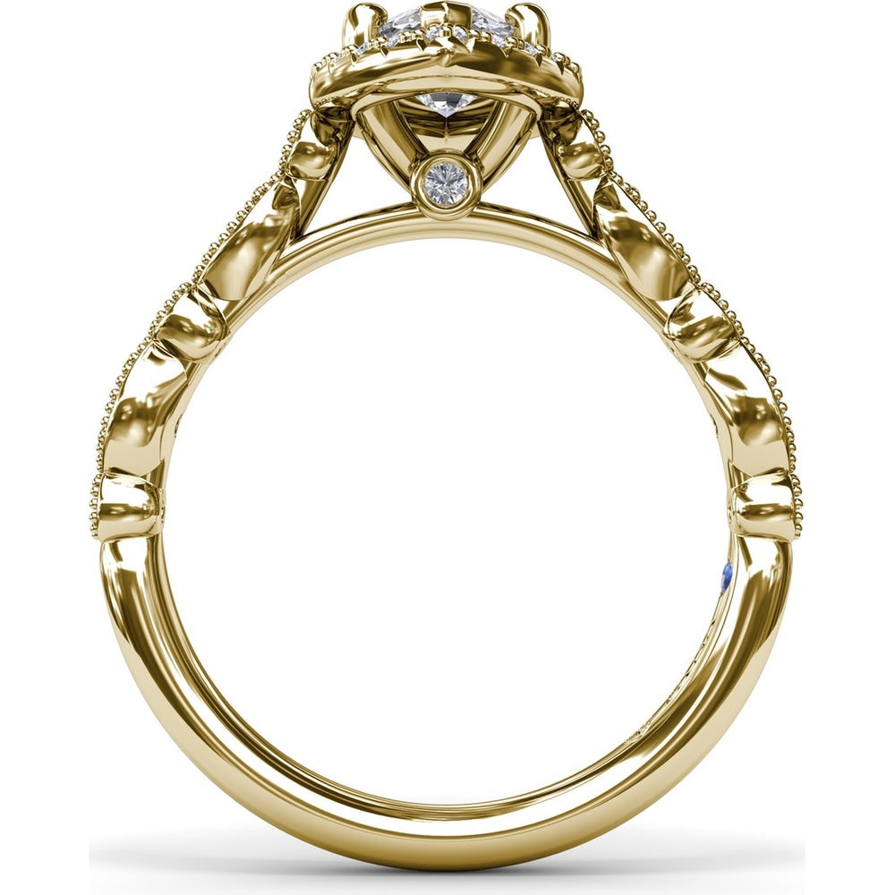 Marquise Engagement Ring Setting with Detailed Milgrain and Pavé Band - 0.29 Carat Total Side Stone Weight by Fana