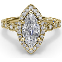Marquise Engagement Ring Setting with Detailed Milgrain and Pavé Band - 0.29 Carat Total Side Stone Weight by Fana