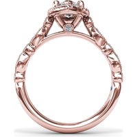 Marquise Engagement Ring Setting with Detailed Milgrain and Pavé Band - 0.29 Carat Total Side Stone Weight by Fana
