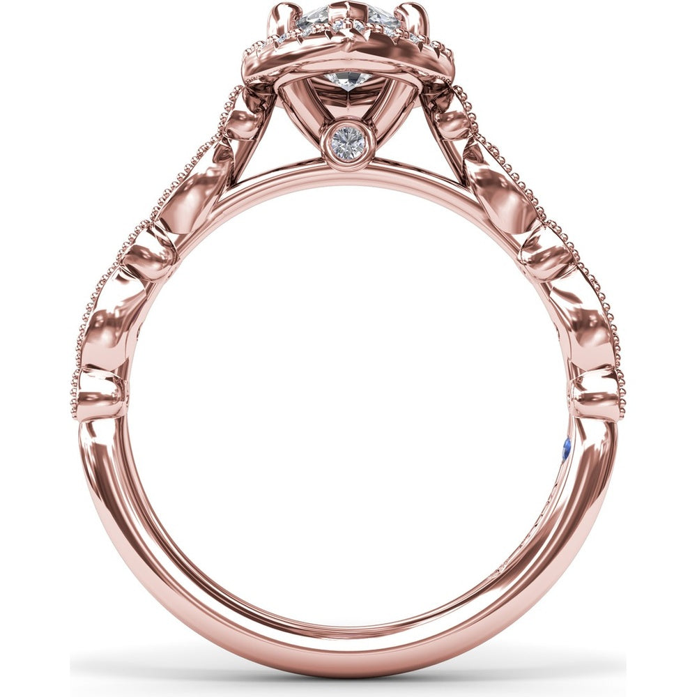 Marquise Engagement Ring Setting with Detailed Milgrain and Pavé Band - 0.29 Carat Total Side Stone Weight by Fana