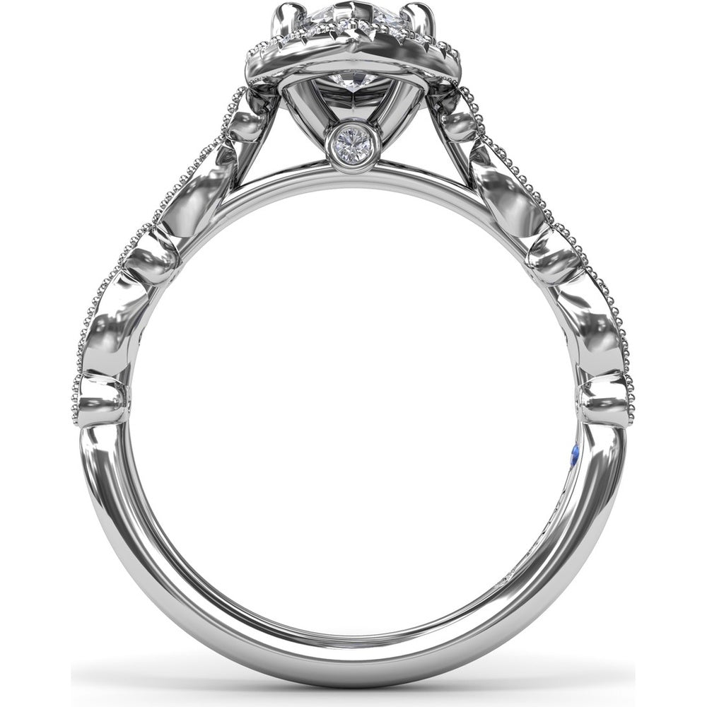 Marquise Engagement Ring Setting with Detailed Milgrain and Pavé Band - 0.29 Carat Total Side Stone Weight by Fana