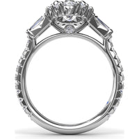 Marquise Engagement Ring Setting with Diamond Halo and Baguette Side Stones by Fana - 1.25 Carat Total Diamond Weight