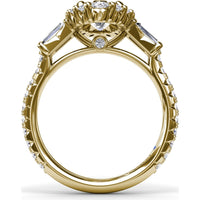 Marquise Engagement Ring Setting with Diamond Halo and Baguette Side Stones by Fana - 1.25 Carat Total Diamond Weight