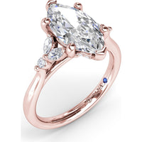 Marquise Engagement Ring Setting with Hidden Halo and Diamond Accents by Fana - 0.25 Carat Total Diamond Weight
