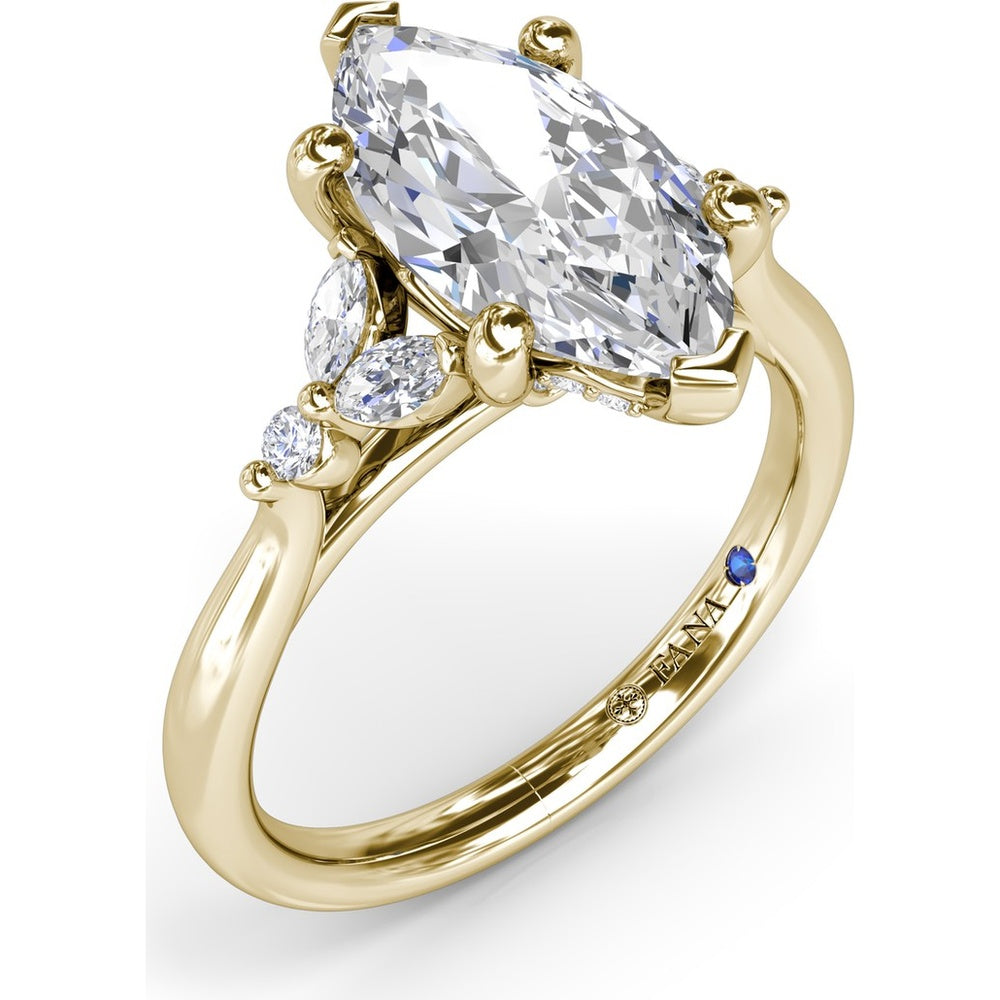 Marquise Engagement Ring Setting with Hidden Halo and Diamond Accents by Fana - 0.25 Carat Total Diamond Weight