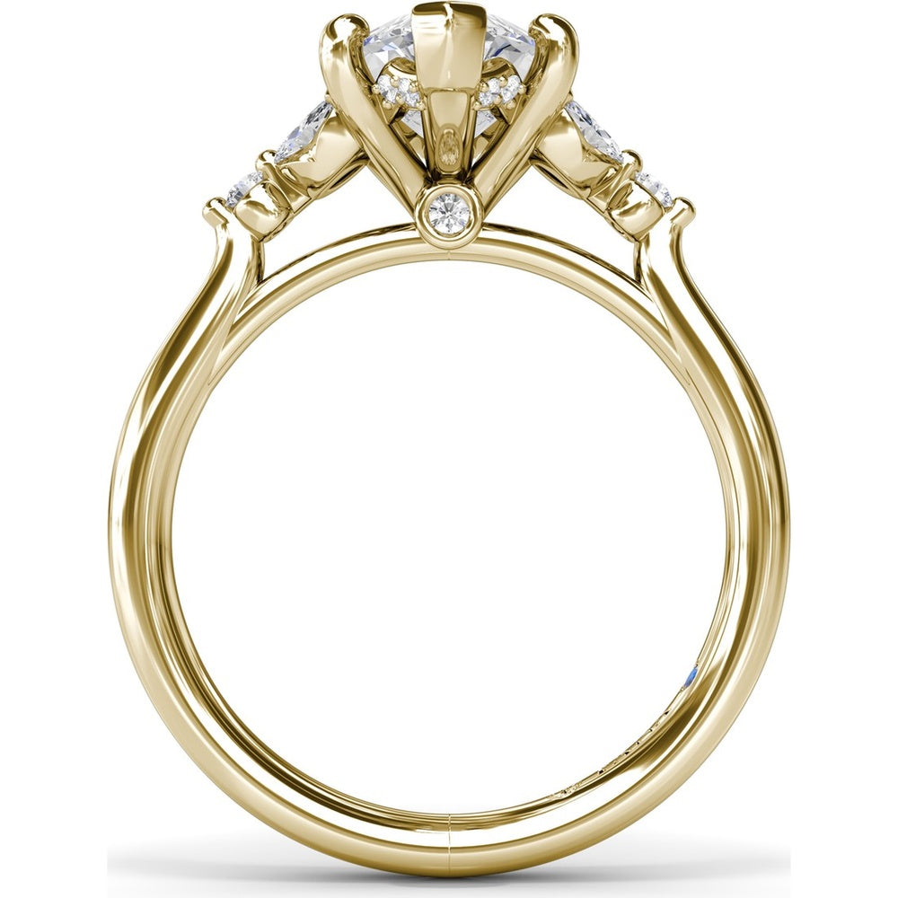 Marquise Engagement Ring Setting with Hidden Halo and Diamond Accents by Fana - 0.25 Carat Total Diamond Weight