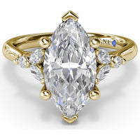 Marquise Engagement Ring Setting with Hidden Halo and Diamond Accents by Fana - 0.25 Carat Total Diamond Weight