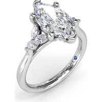 Marquise Engagement Ring Setting with Hidden Halo and Diamond Accents by Fana - 0.25 Carat Total Diamond Weight