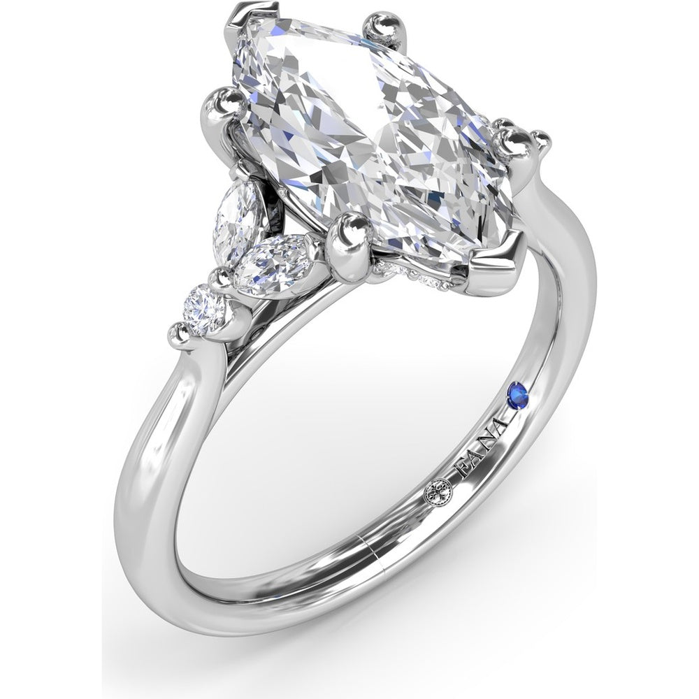 Marquise Engagement Ring Setting with Hidden Halo and Diamond Accents by Fana - 0.25 Carat Total Diamond Weight