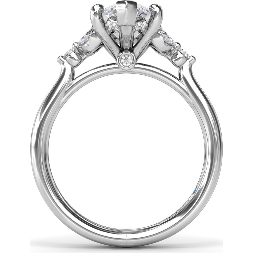 Marquise Engagement Ring Setting with Hidden Halo and Diamond Accents by Fana - 0.25 Carat Total Diamond Weight