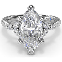 Marquise Engagement Ring Setting with Hidden Halo and Diamond Accents by Fana - 0.25 Carat Total Diamond Weight