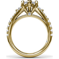 Marquise Engagement Ring Setting with Split Shank and Pavé Diamonds by Fana - 0.73 Carat Total Diamond Weight