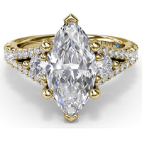 Marquise Engagement Ring Setting with Split Shank and Pavé Diamonds by Fana - 0.73 Carat Total Diamond Weight