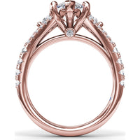 Marquise Engagement Ring Setting with Split Shank and Pavé Diamonds by Fana - 0.73 Carat Total Diamond Weight