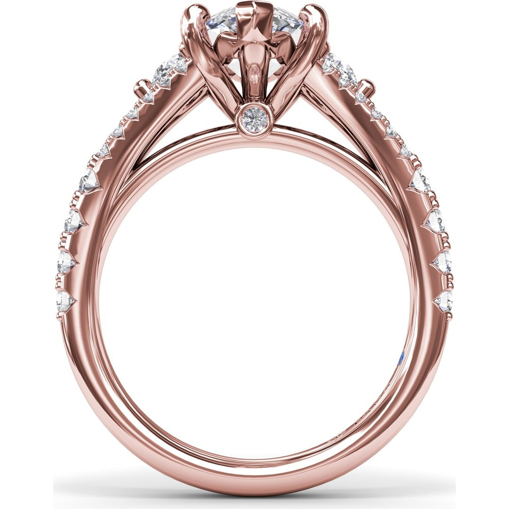 Marquise Engagement Ring Setting with Split Shank and Pavé Diamonds by Fana - 0.73 Carat Total Diamond Weight