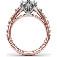 Marquise Engagement Ring Setting with Split Shank and Pavé Diamonds by Fana - 0.73 Carat Total Diamond Weight