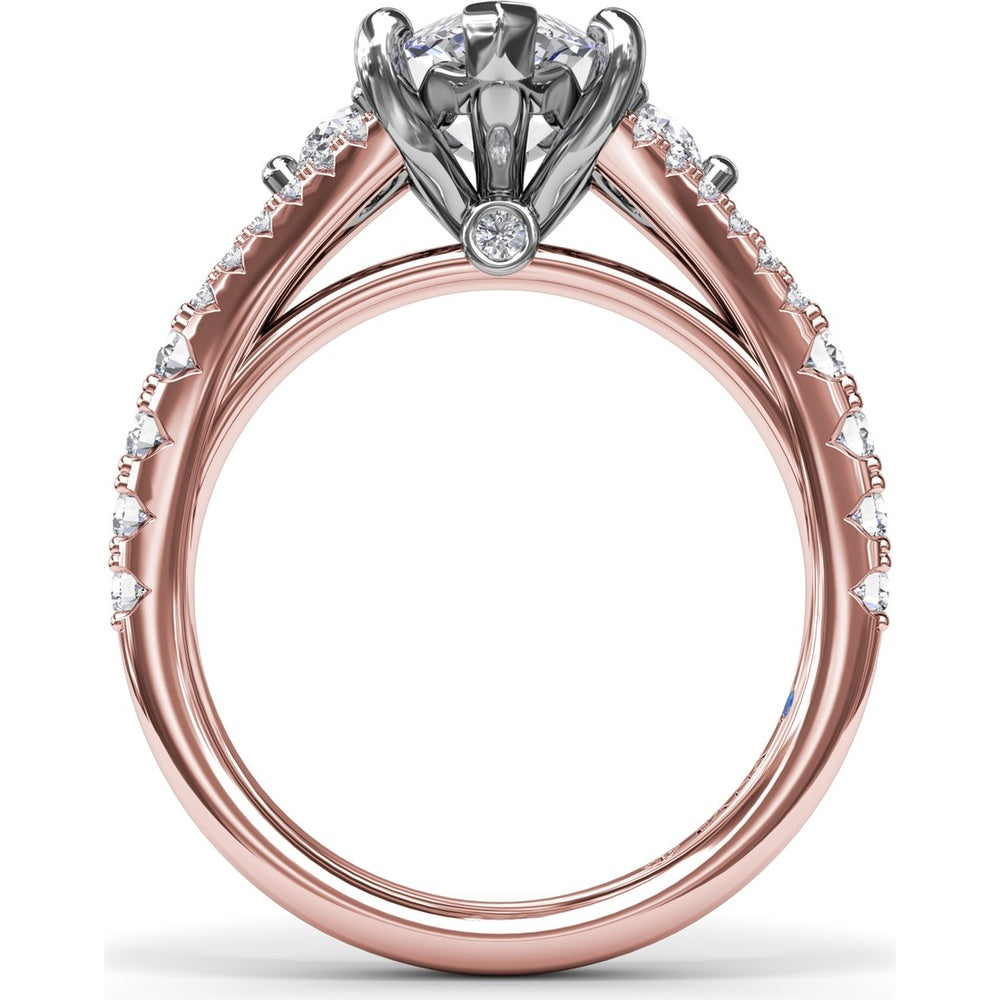 Marquise Engagement Ring Setting with Split Shank and Pavé Diamonds by Fana - 0.73 Carat Total Diamond Weight