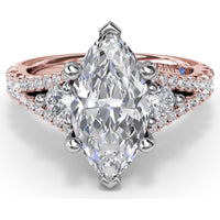 Marquise Engagement Ring Setting with Split Shank and Pavé Diamonds by Fana - 0.73 Carat Total Diamond Weight