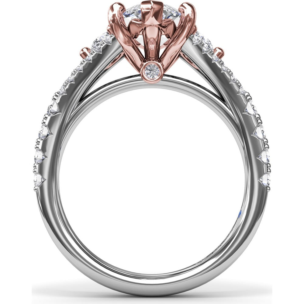 Marquise Engagement Ring Setting with Split Shank and Pavé Diamonds by Fana - 0.73 Carat Total Diamond Weight