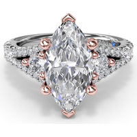 Marquise Engagement Ring Setting with Split Shank and Pavé Diamonds by Fana - 0.73 Carat Total Diamond Weight