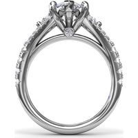 Marquise Engagement Ring Setting with Split Shank and Pavé Diamonds by Fana - 0.73 Carat Total Diamond Weight
