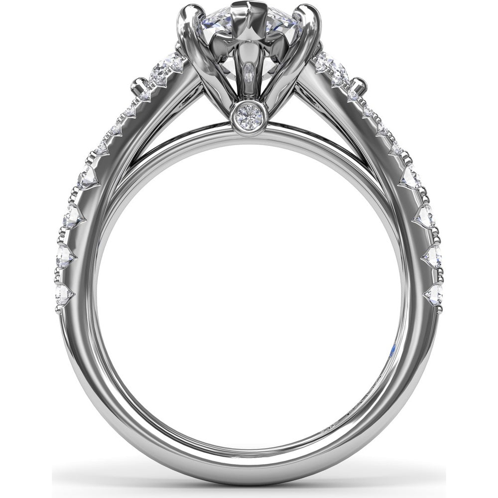 Marquise Engagement Ring Setting with Split Shank and Pavé Diamonds by Fana - 0.73 Carat Total Diamond Weight