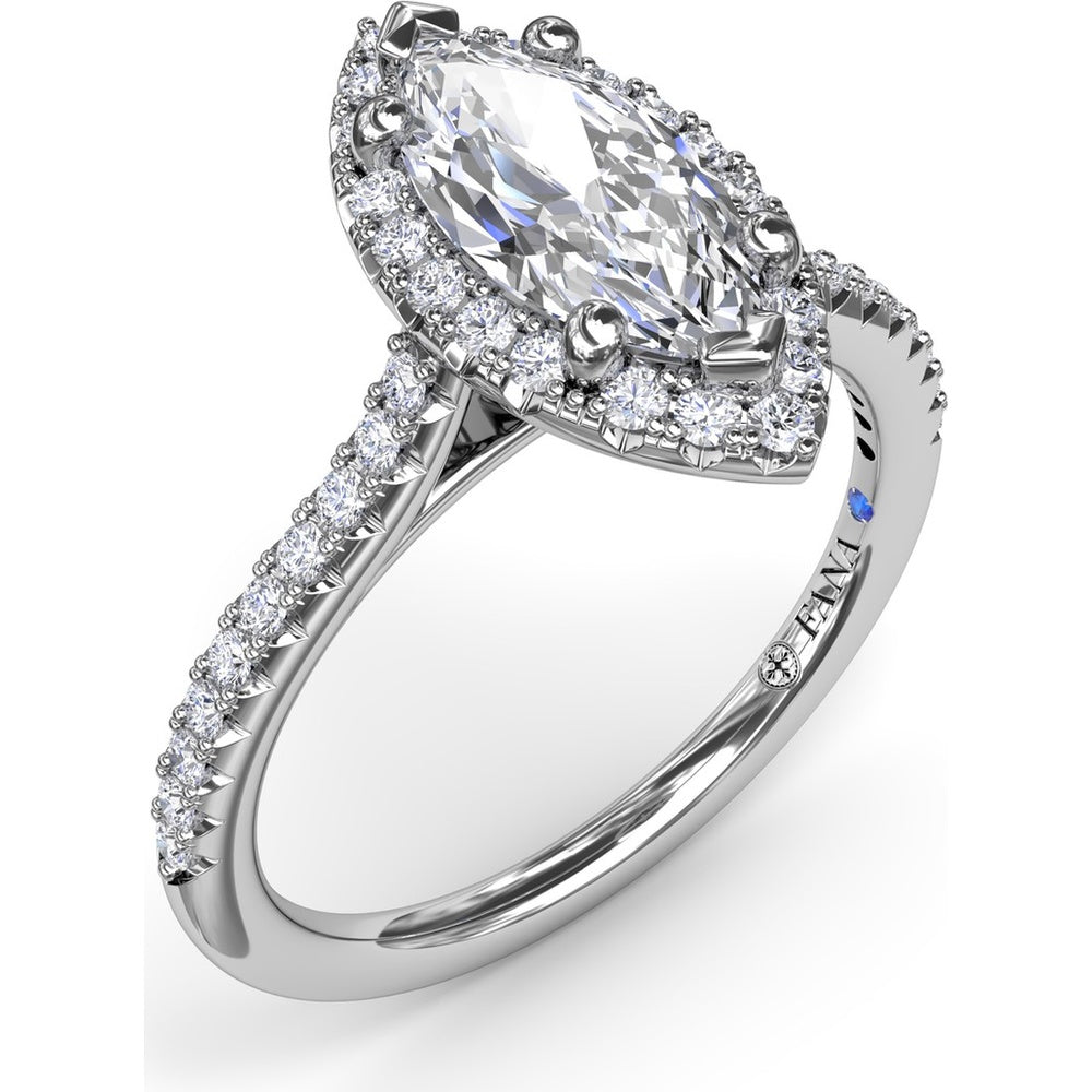 Marquise Halo Engagement Ring Setting with Pavé Band by Fana - 0.32 Carat Total Diamond Weight