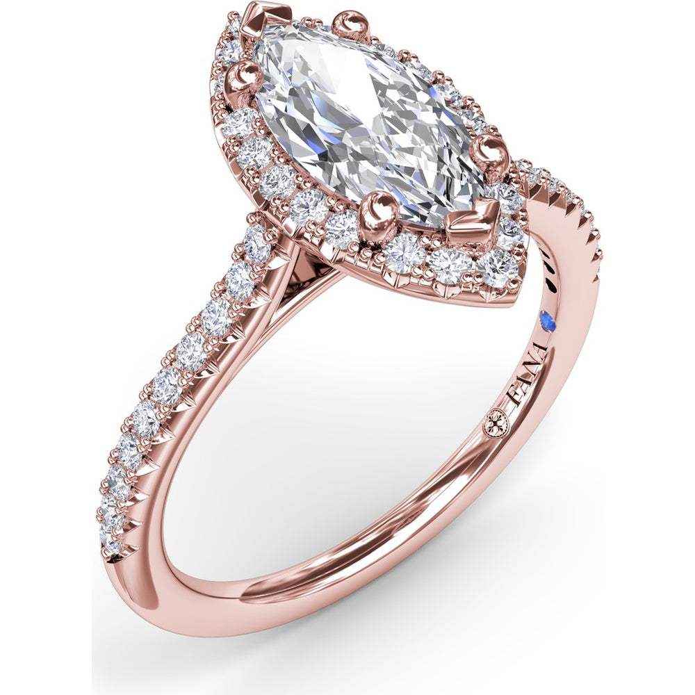Marquise Halo Engagement Ring Setting with Pavé Band by Fana - 0.32 Carat Total Diamond Weight