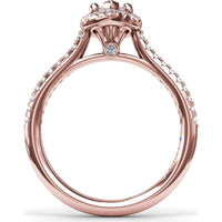 Marquise Halo Engagement Ring Setting with Pavé Band by Fana - 0.32 Carat Total Diamond Weight