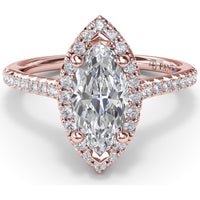 Marquise Halo Engagement Ring Setting with Pavé Band by Fana - 0.32 Carat Total Diamond Weight