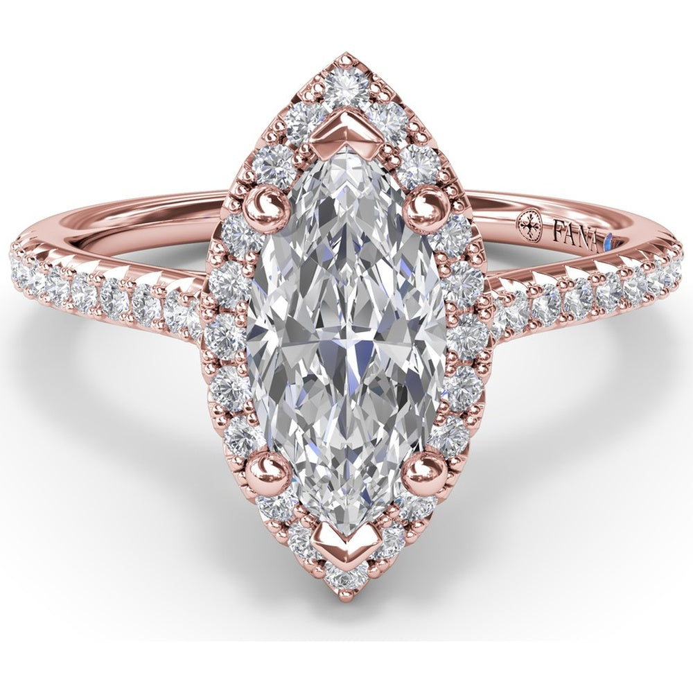 Marquise Halo Engagement Ring Setting with Pavé Band by Fana - 0.32 Carat Total Diamond Weight