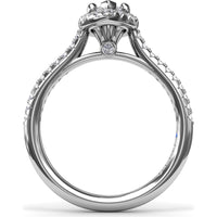 Marquise Halo Engagement Ring Setting with Pavé Band by Fana - 0.32 Carat Total Diamond Weight