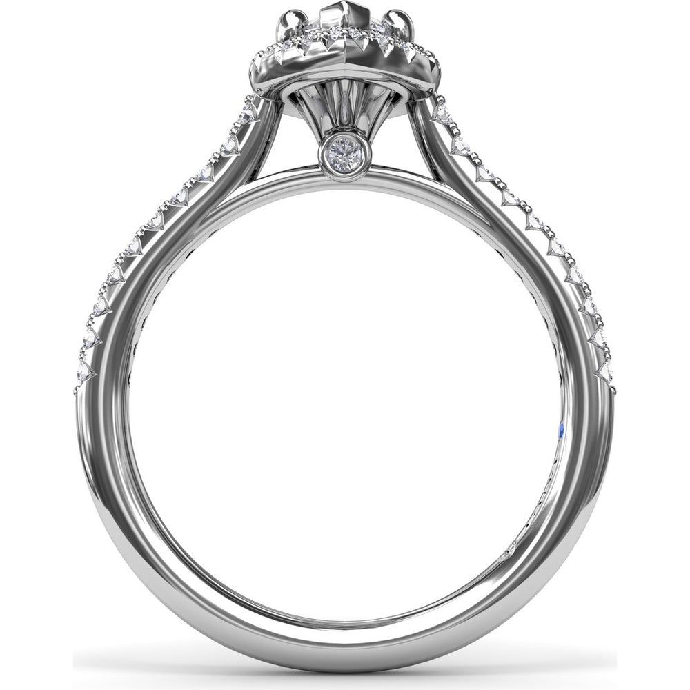 Marquise Halo Engagement Ring Setting with Pavé Band by Fana - 0.32 Carat Total Diamond Weight