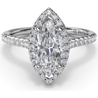 Marquise Halo Engagement Ring Setting with Pavé Band by Fana - 0.32 Carat Total Diamond Weight