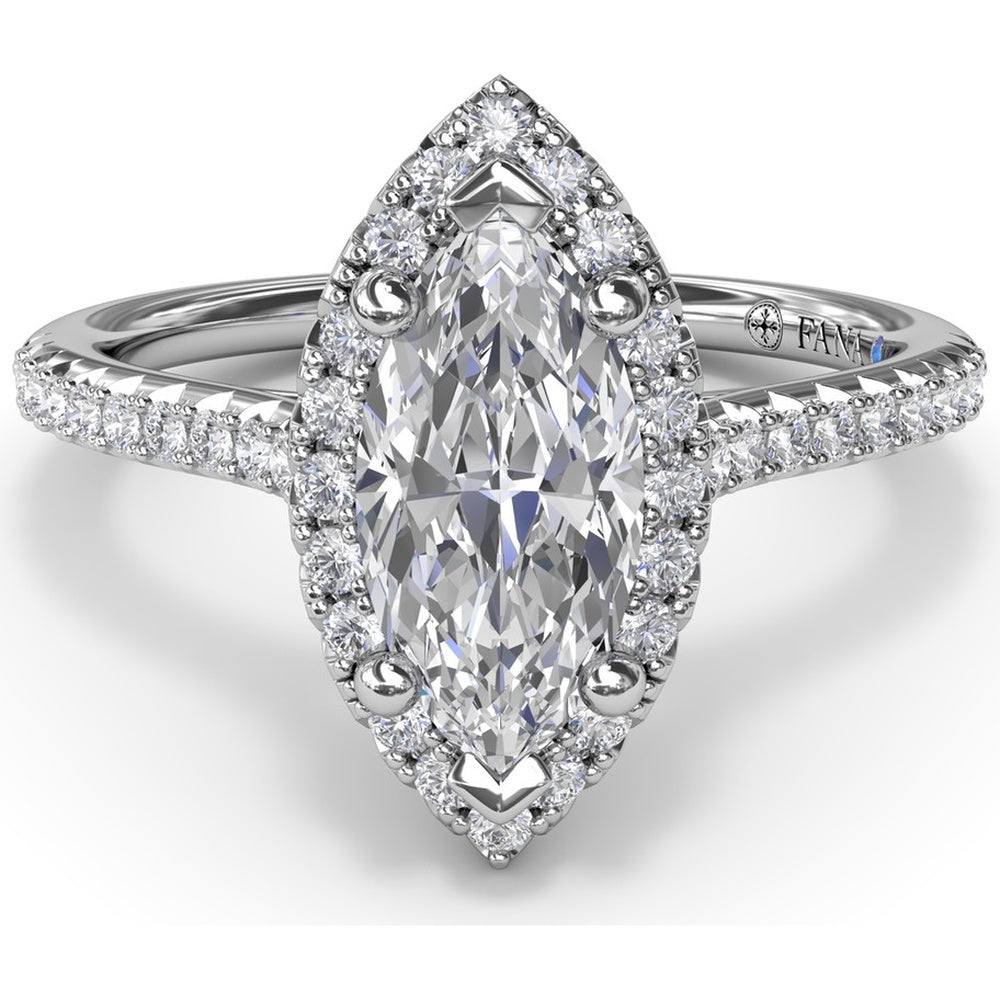 Marquise Halo Engagement Ring Setting with Pavé Band by Fana - 0.32 Carat Total Diamond Weight