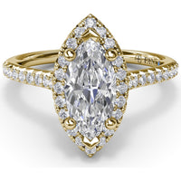 Marquise Halo Engagement Ring Setting with Pavé Band by Fana - 0.32 Carat Total Diamond Weight